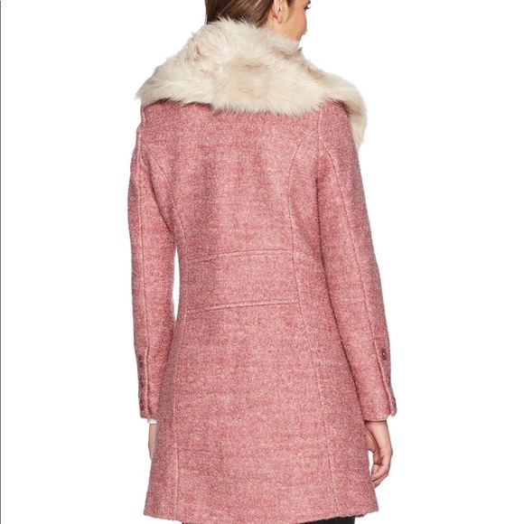 Badgley Mischka Wool-Blend Faux Fur Coat - Picture 2 of 2